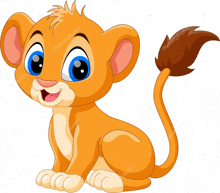 a cartoon lion cub is sitting on a white background