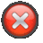 a red button with a cross in the middle of it