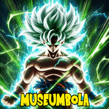 a poster of a dragon ball z character with the words museumbola in yellow letters