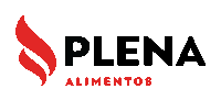 a logo for plena alimentos with a red flame in the middle