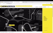 a screenshot of the carmadesign website shows a map of the world