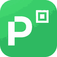 a green app icon with a white letter p and a square on it .