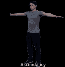 a 3d model of a man with the word ascendancy on the bottom right