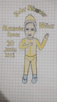 a baby shower drawing of alexander aponte from june 30 1991