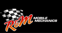 a logo for r & m mobile mechanics shows a checkered flag