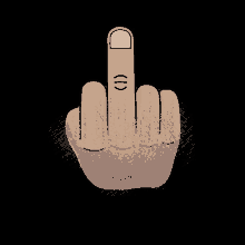 a drawing of a hand giving the middle finger with a white circle in the middle