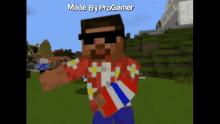 a minecraft character wearing sunglasses and a red and white shirt is made by progamer