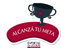 a sticker that says alcanza tu meta with a trophy on top