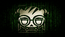 a skull with glasses and horns is surrounded by green numbers