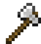 a minecraft axe with a wooden handle on a white background