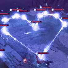 a video game screen shows a heart shaped area with numbers 1 and 2 on it