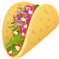 an illustration of a taco with meat and vegetables on a white background