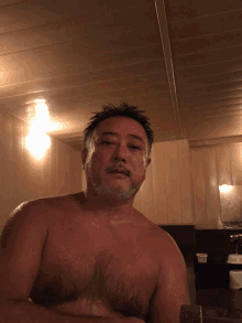 a shirtless man with a beard sits in a bathtub