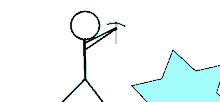 a stick figure is holding a hammer and a stick