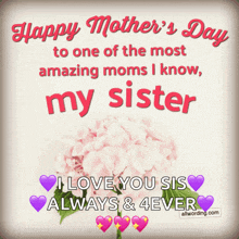 happy mother 's day to one of the most amazing moms i know my sister i love you sis always & 4 ever