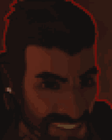 a pixel art of a man with a beard