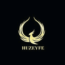 a logo with a phoenix on a black background