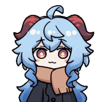 a drawing of a girl with blue hair and horns