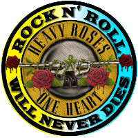 a logo for rock n roll heavy roses one heart dies