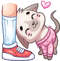 a cartoon of a cat wearing a pink sweater and pants