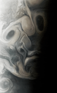 a black and white painting of a face with a swirl in the middle