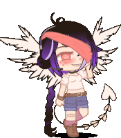 a drawing of a girl with wings wearing a headset