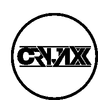 a black and white logo for cryjax in a circle on a white background