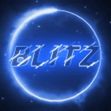 the word blitz is in a blue circle