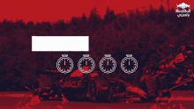 a red bull ad shows a race car and clocks