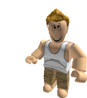 a cartoon character is wearing a white tank top and brown pants