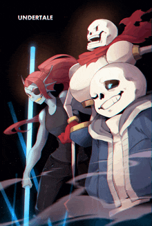 a poster of undertale characters including papyrus and undertale