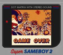 a super gameboy 2 screen shows the game over screen