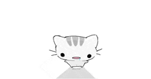 a drawing of a cat with a tear coming out of its eye .