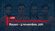 a poster for le choc des gladiateurs showing four men