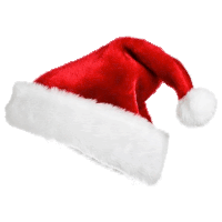 a red santa hat with a white furry border