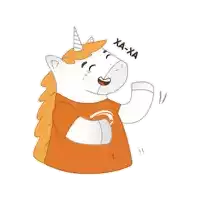 a cartoon of a unicorn wearing an orange shirt that says " xa-xa "