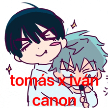 a drawing of two boys with the words tomas x ivan canon written in red