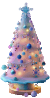 a pink and blue christmas tree with a snowflake on top and the letters a.c.