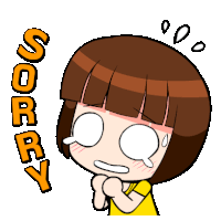 a cartoon of a girl saying sorry with her hands folded