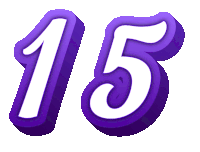 the number 15 is displayed in purple letters