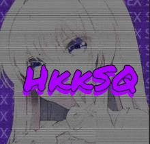 a drawing of a girl with the word hkksq written on it