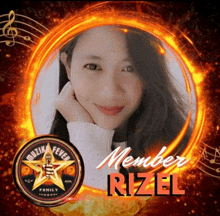 a picture of a woman with the name rizel on the bottom