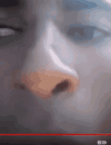 a close up of a person 's nose with a red line going through it