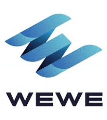 a logo for a company called wewe with a blue and black design .