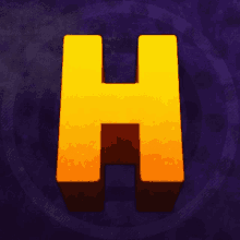 a purple background with a yellow letter h on it