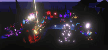 a video game with a bunch of glowing objects