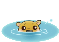 a cartoon of a bear swimming in a body of water