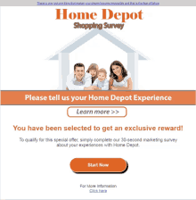 a home depot shopping survey with a picture of a family and a house