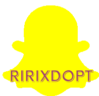 a yellow snapchat icon with the word ririxdopt written below it