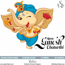 a greeting card for ganesh chaturthi with an elephant